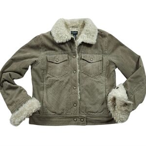 2010s American Eagle Faux Fur Corduroy Trucker Jacket Sz M